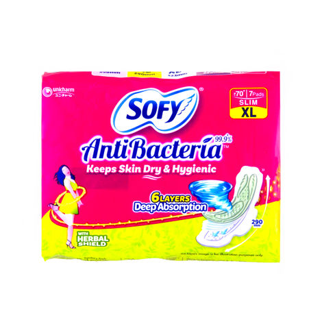 Sofy AntiBacteria XL Sanitary Pads | 6 Layer Deep Absorption | 290mm