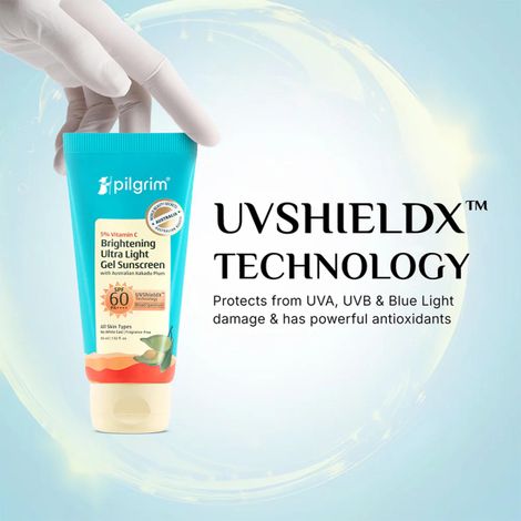 Pilgrim 5% Vitamin C Brightening Ultra Light Gel Sunscreen SPF 60 PA++++ W/ Australian Kakadu Plum