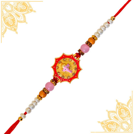 Meenakari Ganesh Ji Rakhi With Pearls (BANDHAN)