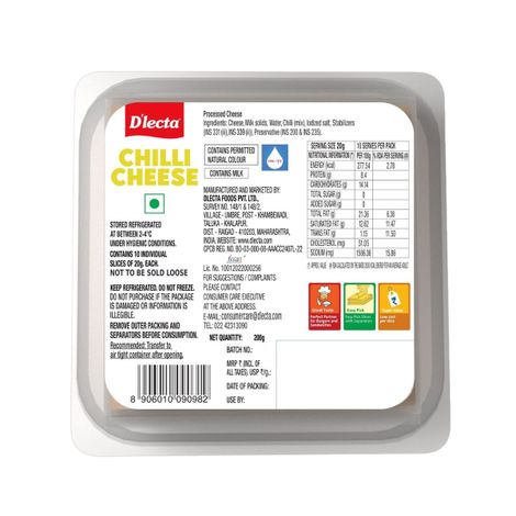 Dlecta Chilli Cheese Slices | Pack Of 10