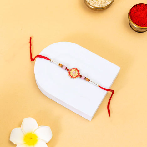 Meenakari Ganesh Ji Rakhi With Pearls (BANDHAN)
