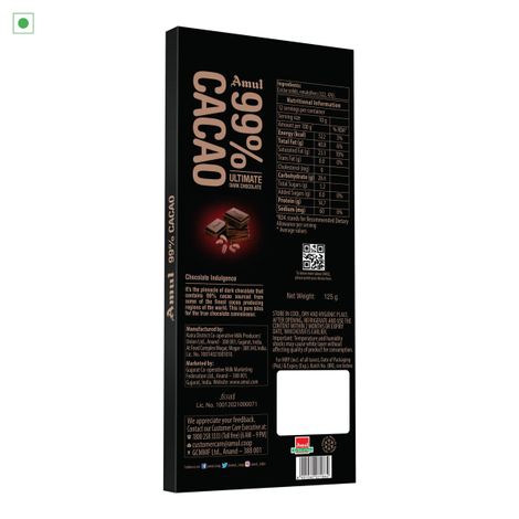 Amul 99% Cacao - Ultimate Dark Chocolate