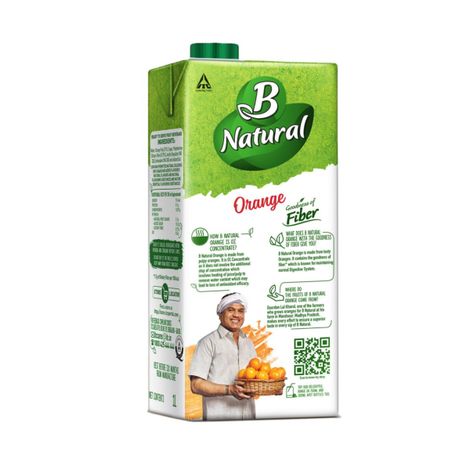 B Natural Orange Juice, 100% Pulp, No Concentrate