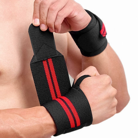 Slovic Wrist Strap for Weightlifting, Gym Grip Support, Powerlifting & Strength Training - Red and Black