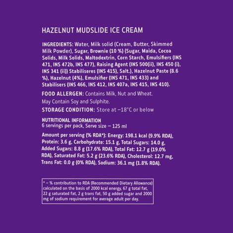 Hocco Hazelnut Mudslide Ice Cream Tub