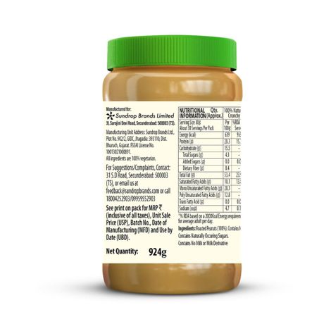 Sundrop Peanut Butter 100% Natural - Crunchy