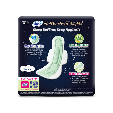 Sofy Women AntiBacteria Nights Longest XXL - 323mm | 15 pads | Sanitary Pads
