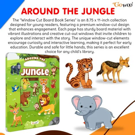 Around the Jungle Window Cut Board Book - Early Learning Picture Board Book | Toddler Learning Book