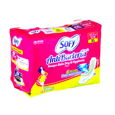 Sofy AntiBacteria XL Sanitary Pads | 6 Layer Deep Absorption | 290mm