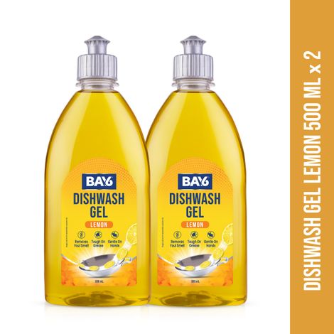 BAY6 Dishwash Gel Liquid Lemon Tough Grease & Foul Smell Removal