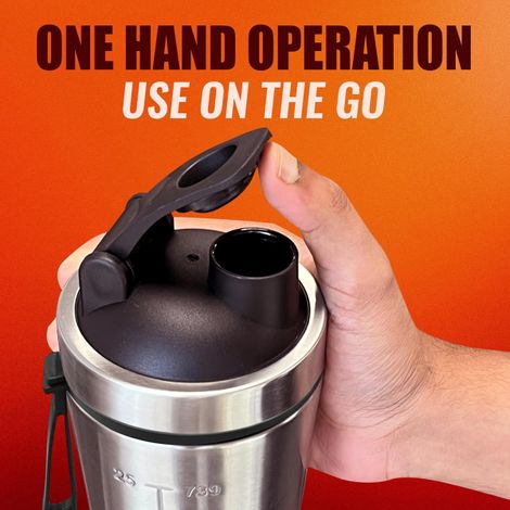 Slovic 750ml Stainless Steel Shaker Bottle for Gym with Leakproof Lid & Blender Ball - 100% BPA Free