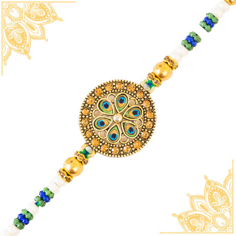 Abstract Single Peacock Rakhi (Avyaan Rakhi) Set of 1