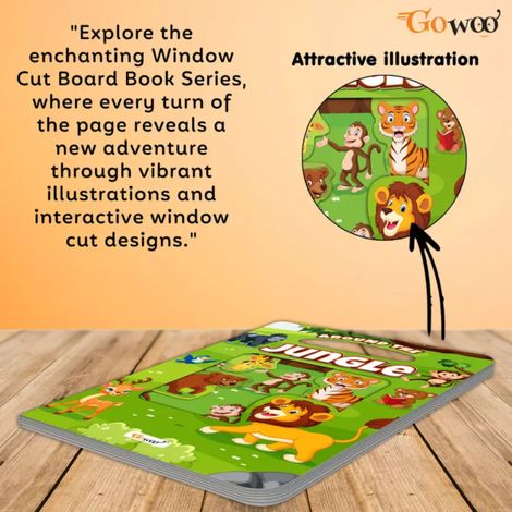 Around the Jungle Window Cut Board Book - Early Learning Picture Board Book | Toddler Learning Book