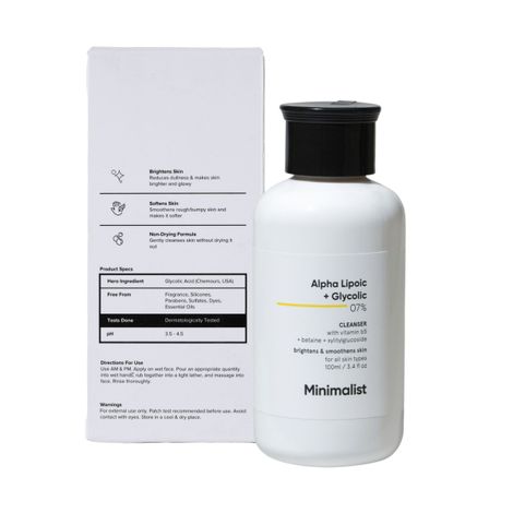 Minimalist ALA & AHA 7% Cleanser With Vitamin B5 Skin For Men And Women