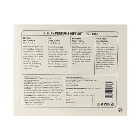 Bella Vita Organic Luxury Perfumes Gift Set For Men