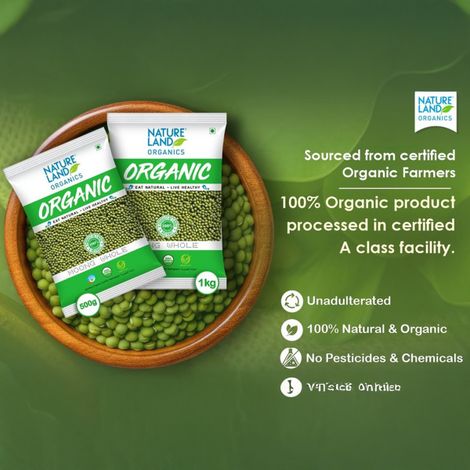Natureland Organics Green Moong Dal Whole