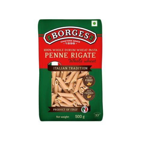 BORGES Whole Durum Wheat Pasta Penne Rigate