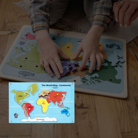 Skillofun MDF World Map Continents Puzzle | Early Learning Educational Toy for 3+ Kids