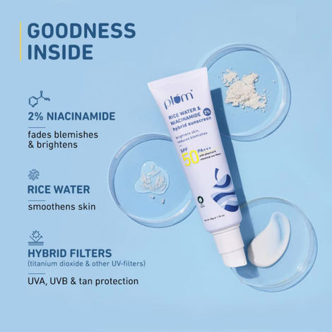 Plum 2% Niacinamide & Rice Water Hybrid Face Sunscreen With SPF 50