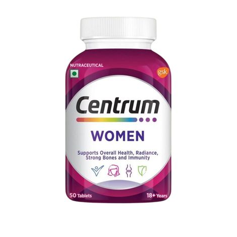 Centrum Women Multivitamins - Vit. B, C, D & more for Energy, Immunity & Radiance (50 Veg Tablets)