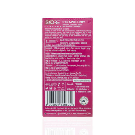 Skore Colored And Flavoured Condoms - Strawberry