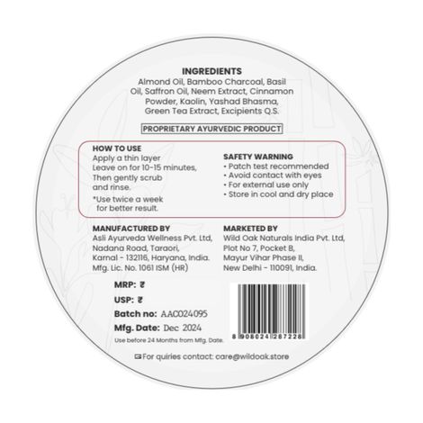 Wild Oak Tulsi, Neem and Kesar Face Scrub and Mask | Anti Acne, De-Tan, Open Pores and Pigmentation