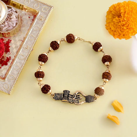 Religious Lord Shiva Motifs Rudraksha Rakhi (Voylla)