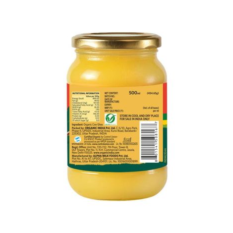 Organic India Pure Cow Ghee, Lab tested on 600+ Parameters, Certified Organic