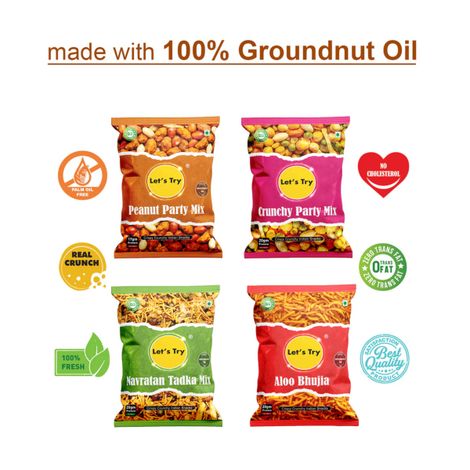 Let's Try Combo Pack | Aloo Bhujia | Navratan | Peanut Party | Crunchy Party