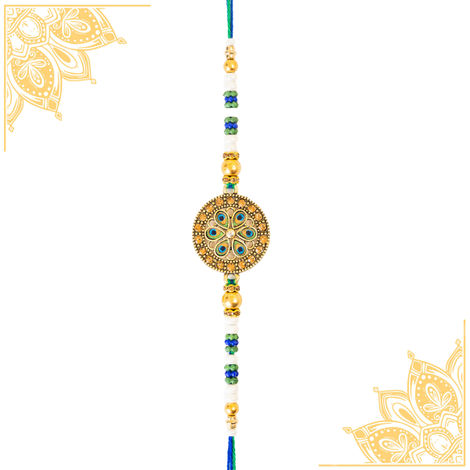 Abstract Single Peacock Rakhi (Avyaan Rakhi) Set of 1