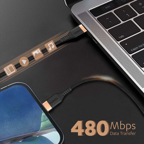 Duracell USB Type C To Lightning Apple Certified (Mfi) Braided Sync & Charge Cable For Iphone, Ipad And Ipod. Fast Charging Lightning Cable, 3.9 Feet (1.2M) - Black