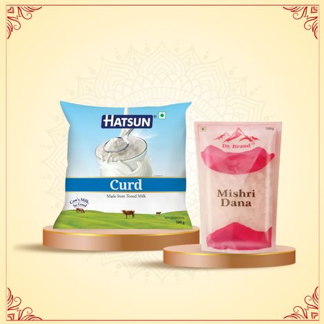 Hatsun Curd Pouch (500g) & Dr. Brand Mishri Dana (200g) Panchamrit Combo