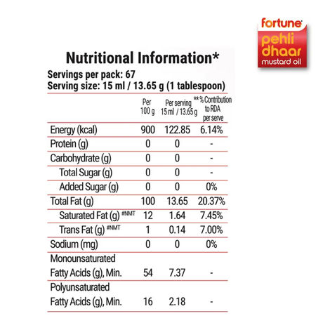 Fortune Pehli Dhaar First Pressed Kachi Ghani Mustard Oil Pet Bottle
