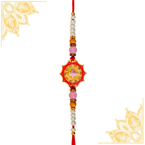 Meenakari Ganesh Ji Rakhi With Pearls (BANDHAN)