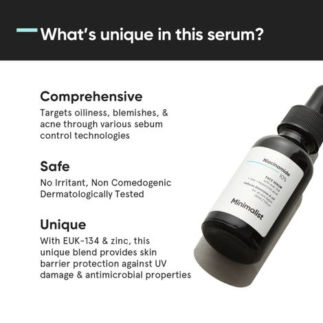 Minimalist Niacinamide 10% Acne and Oil Control Serum For Men & Women.