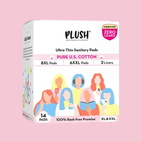 Plush Ultra Thin (8 XL + 6 XXL) Sanitary Pads | Assorted pack | 14 pcs