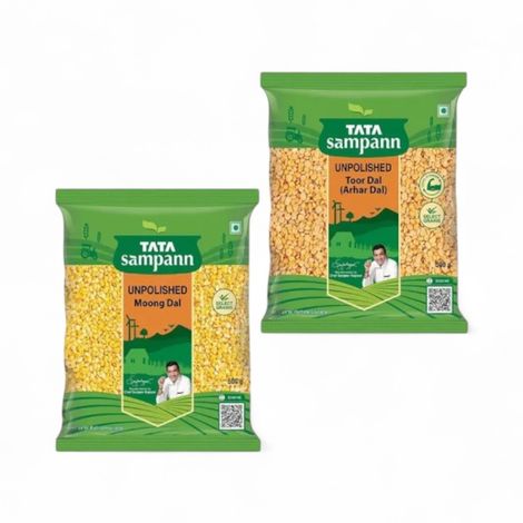 Tata Sampann Unpolished Toor Dal (Arhar Dal)(500 gms) & Tata Sampann Unpolished Moong Dal(500 gms) Combo