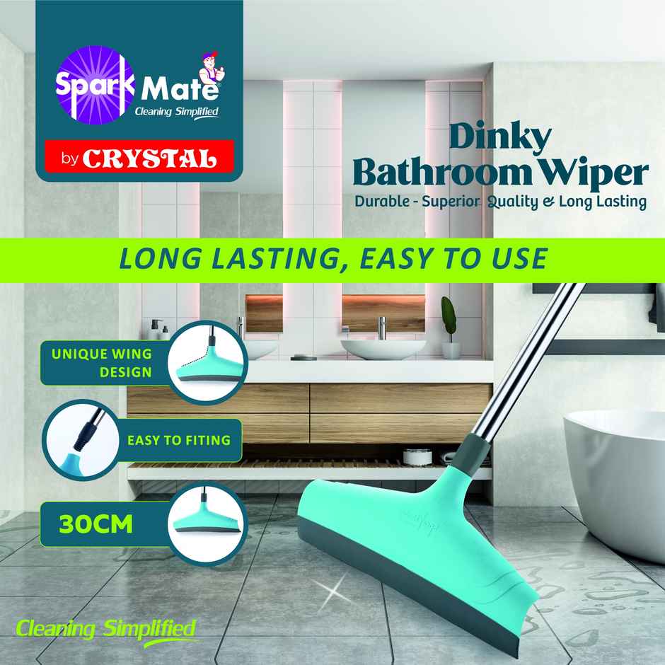 Sparkmate By Crystal Dinky Bathroom Wiper With Rod Height 62 Cm And Tpe Blade Width 20 Cm