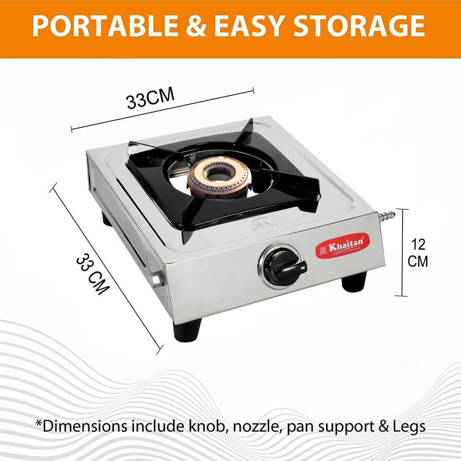 Khaitan 1 Burner Classic Stainless Steel Manual Gas Stove