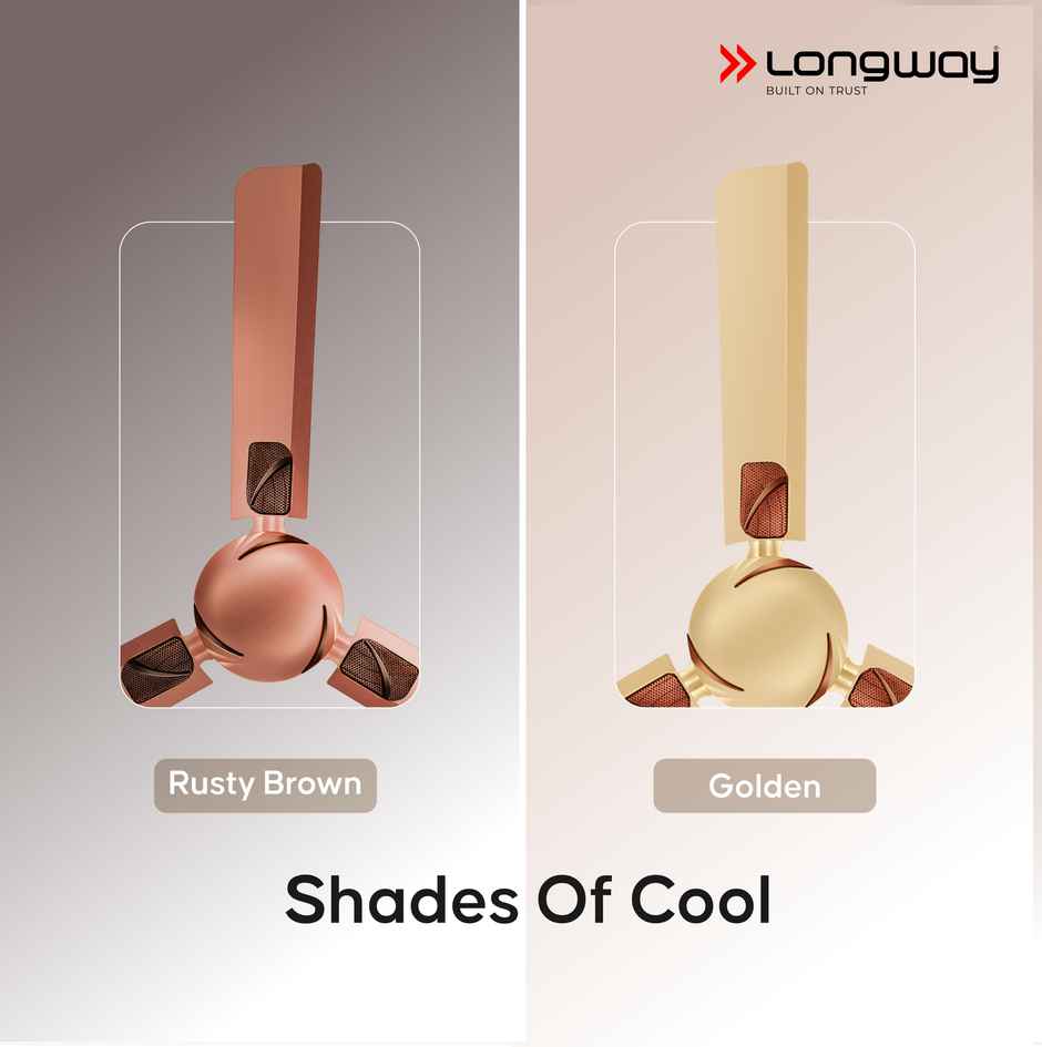 Longway Creta P1 Ceiling Fan,1200mm/48 inch, Remote Controlled,Anti-Dust,Star Rated, Rusty Brown