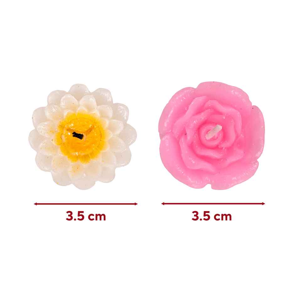 Rose Floating Wax Candles | Multicolour | Pack of 6 | Prosperro Lumo