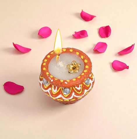 Eco Friendly Shagun Wax Matki | Multicolour | Pack Of 6 | Clay Diya | Mangal Bhawan