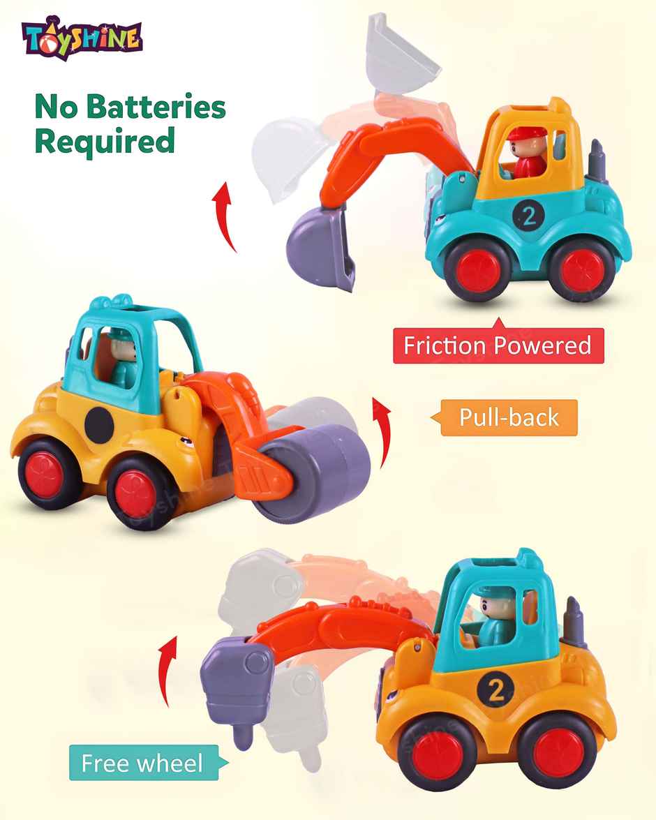 Toyshine Pack Of 3 Friction Powered Construction Vehicle Automobile Car Toy Set