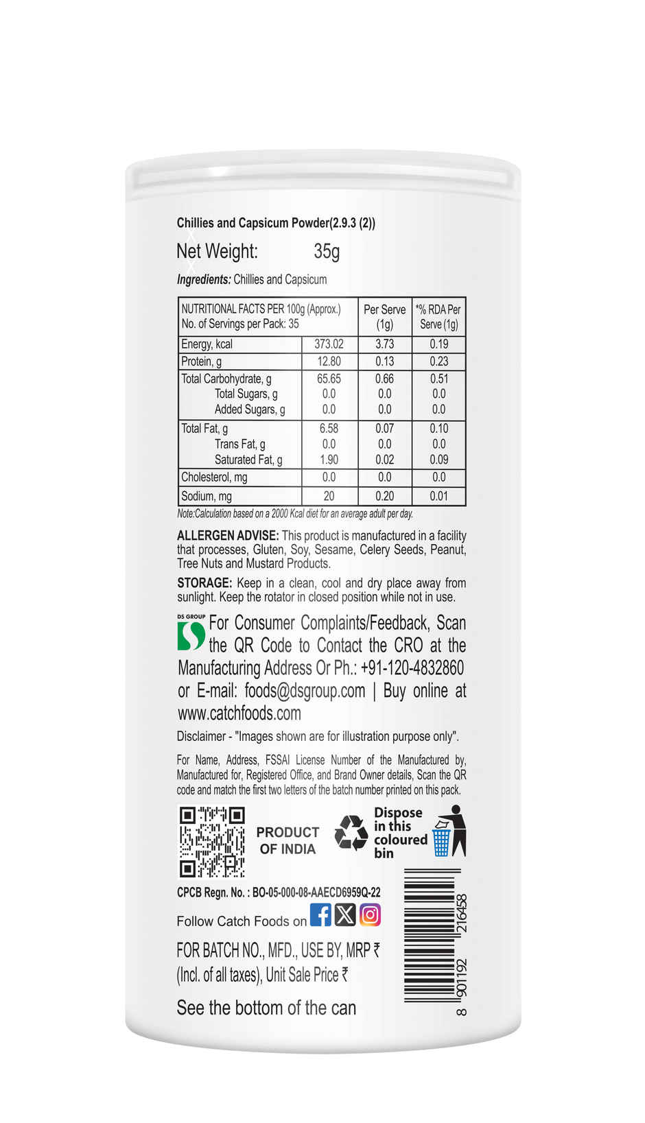 Catch Red chilli flakes Sprinkler