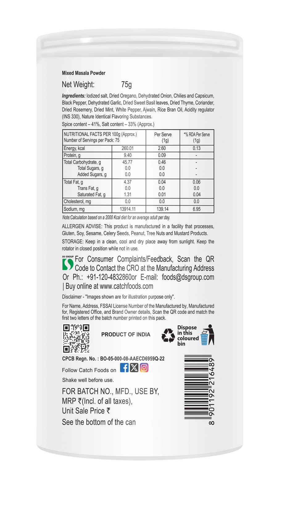 Catch pasta & pizza Seasoning Sprinkler