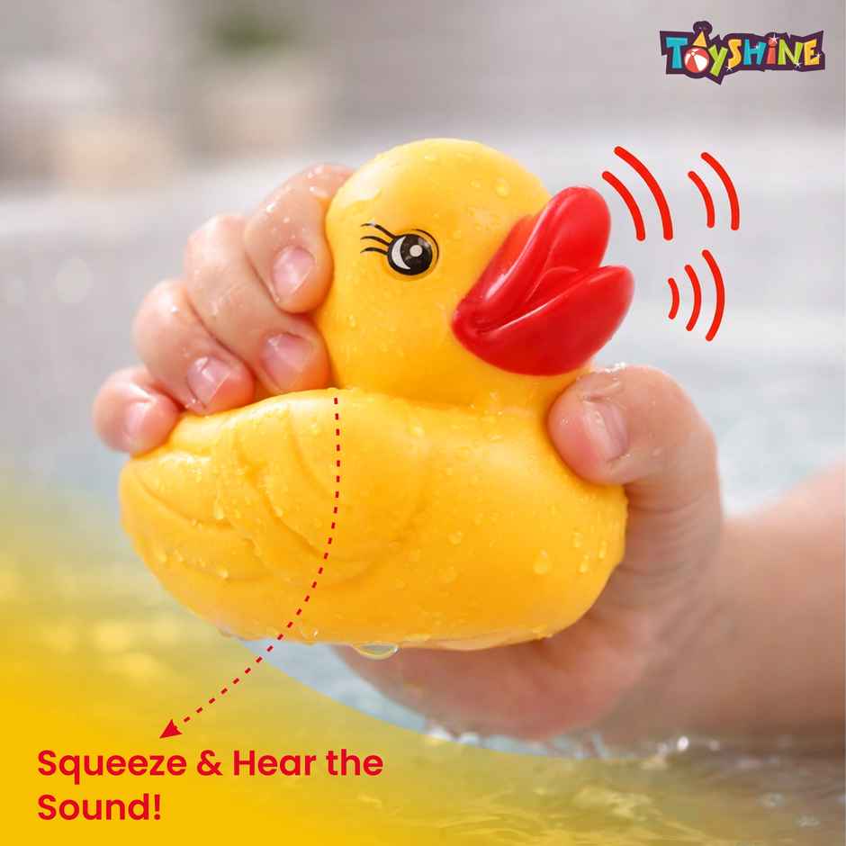 Toyshine Squeezy Chu Chu Ducks Bath Toy with Sound - Duck Family Set of 3 | Yellow