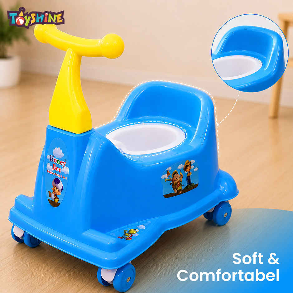 Toyshine 2 in 1 Rider Cum Potty Chair | Pot Seat Potty Training for kids | Blue Green - Blue
