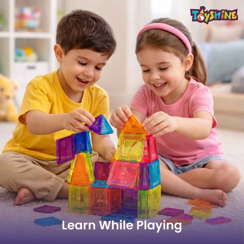 Toyshine 48-piece Magnetic Tiles Building Block Educational Toy Stem Kit | Ages 3+