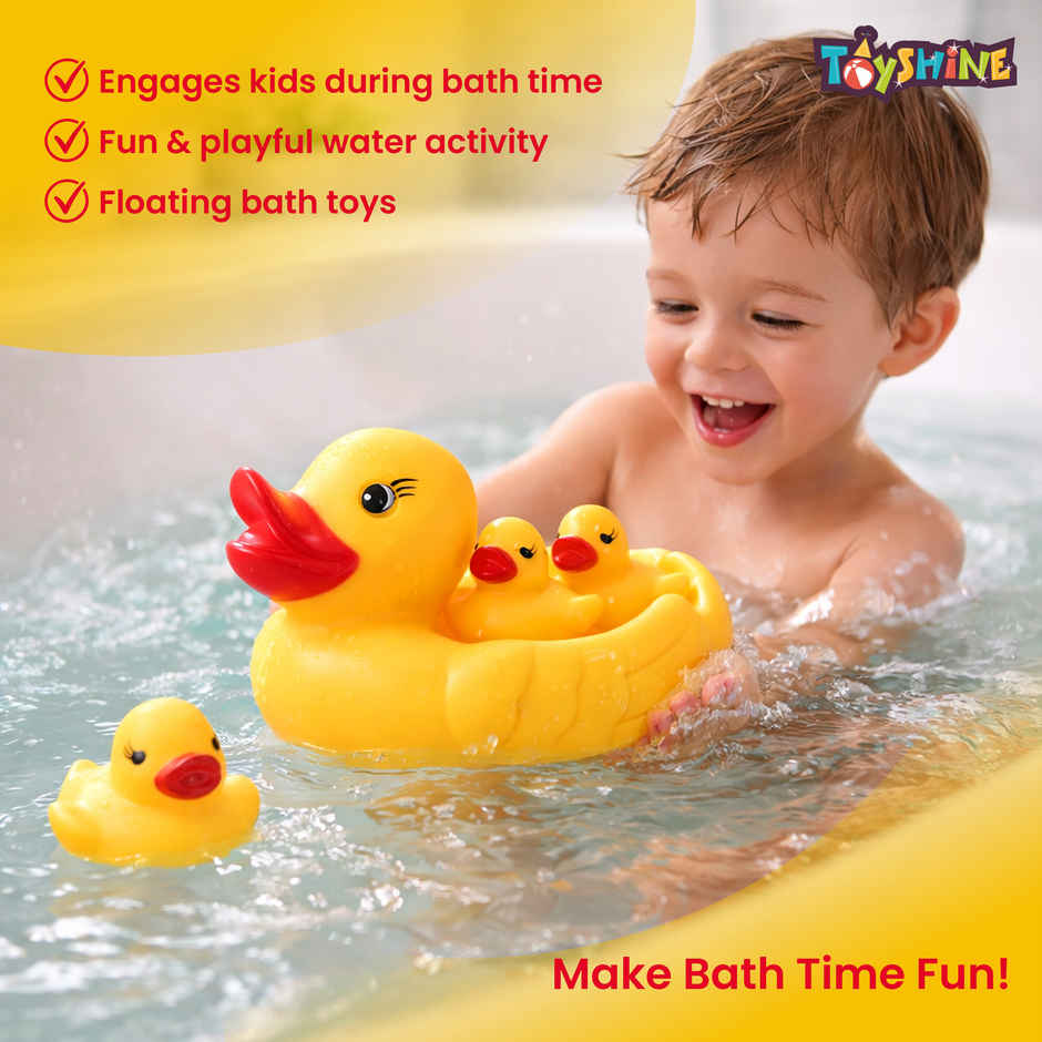 Toyshine Squeezy Chu Chu Ducks Bath Toy with Sound - Duck Family Set of 3 | Yellow