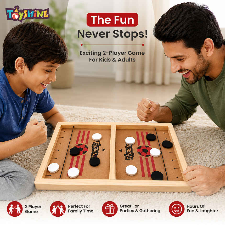 Toyshine Junior Fast Sling Puck Game | Pine Wood String Hockey Fun